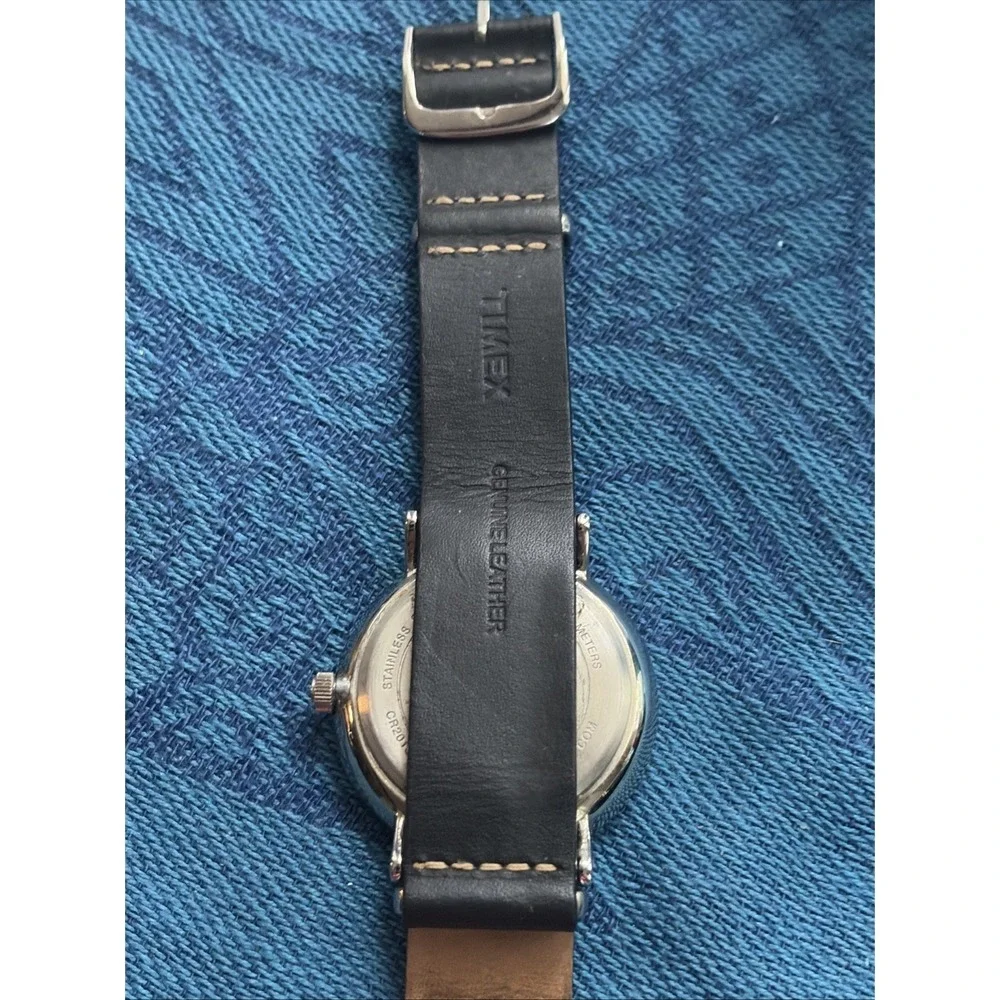 Timex Men TW2R28600 Fashion Black Dial Leather Band Quartz Analog 41mm Watch 8